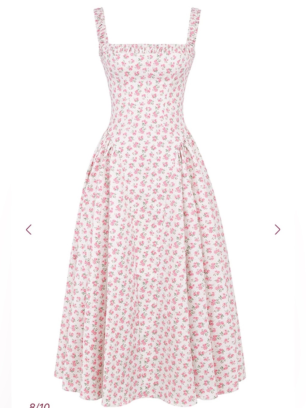 NWT HOUSE OF CB DOROTHY - White Rosebud Print Cotton Midi Sundress Size XS - Picture 7 of 13